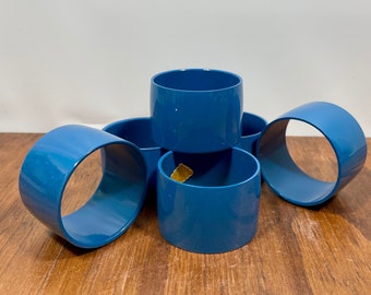 Vintage Otagiri Lacquer Napkin Rings Set of 6  Bright Blue Made in Japan OMC 1960s 1970s  Retro Kitchen Table Decor