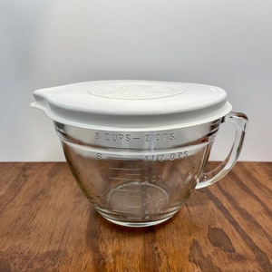 Fire King Measuring Cup, Batter Bowl With Handle, Clear Glass Bowl