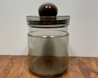 Bote acrílico vintage con tapa de burbuja – Almacenamiento de cocina retro de los años 70 – Fabricado en Hong Kong