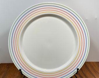 Studio Nova Stereo Chop Plate 12" Round Platter Made in Japan 1980s Post Modern Rainbow Stripes Primary Gallery