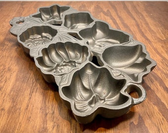 Molde para muffins de flores de hierro fundido John Wright 1991