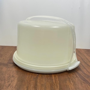 Vintage Tupperware Cake Carrier – 9.5&quot; Cake Taker – White Base & Clear Lid –  Small Size – #684 #693 – Retro Kitchen READ CONDITION NOTES