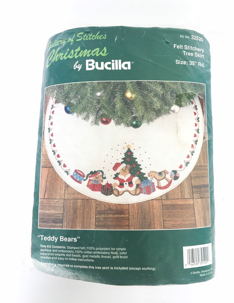 Vintage Felt Tree Skirt Kit Teddy Bears Gallery of Stitches Etsy