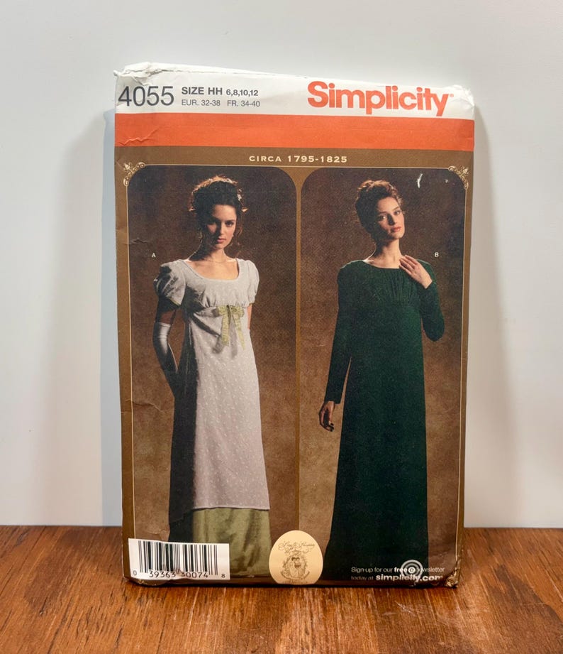 Simplicity Regency Pattern Vintage Simplicity 4055 Sewing Pattern – Regency Gown – Circa 1795–1825 ...