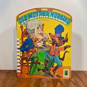 Livre vintage pour enfants, vieille mère Hubbard et son chien, 1968 McGraw-Hill, reliure en spirale, comptine pour apprendre et jouer