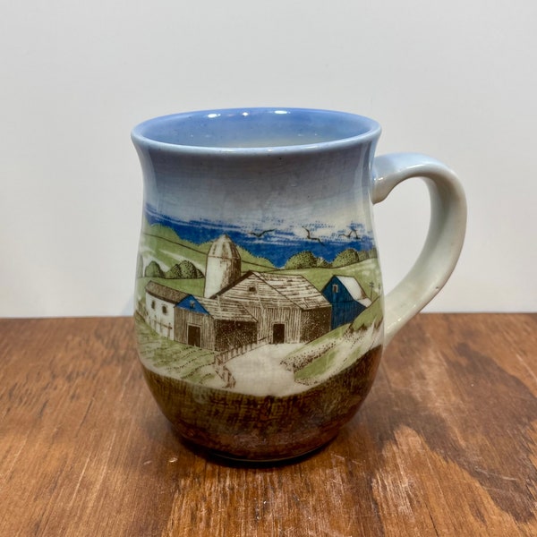 Vintage Otagiri  Farmhouse Mug Made in Japan Hand Painted Country Barn