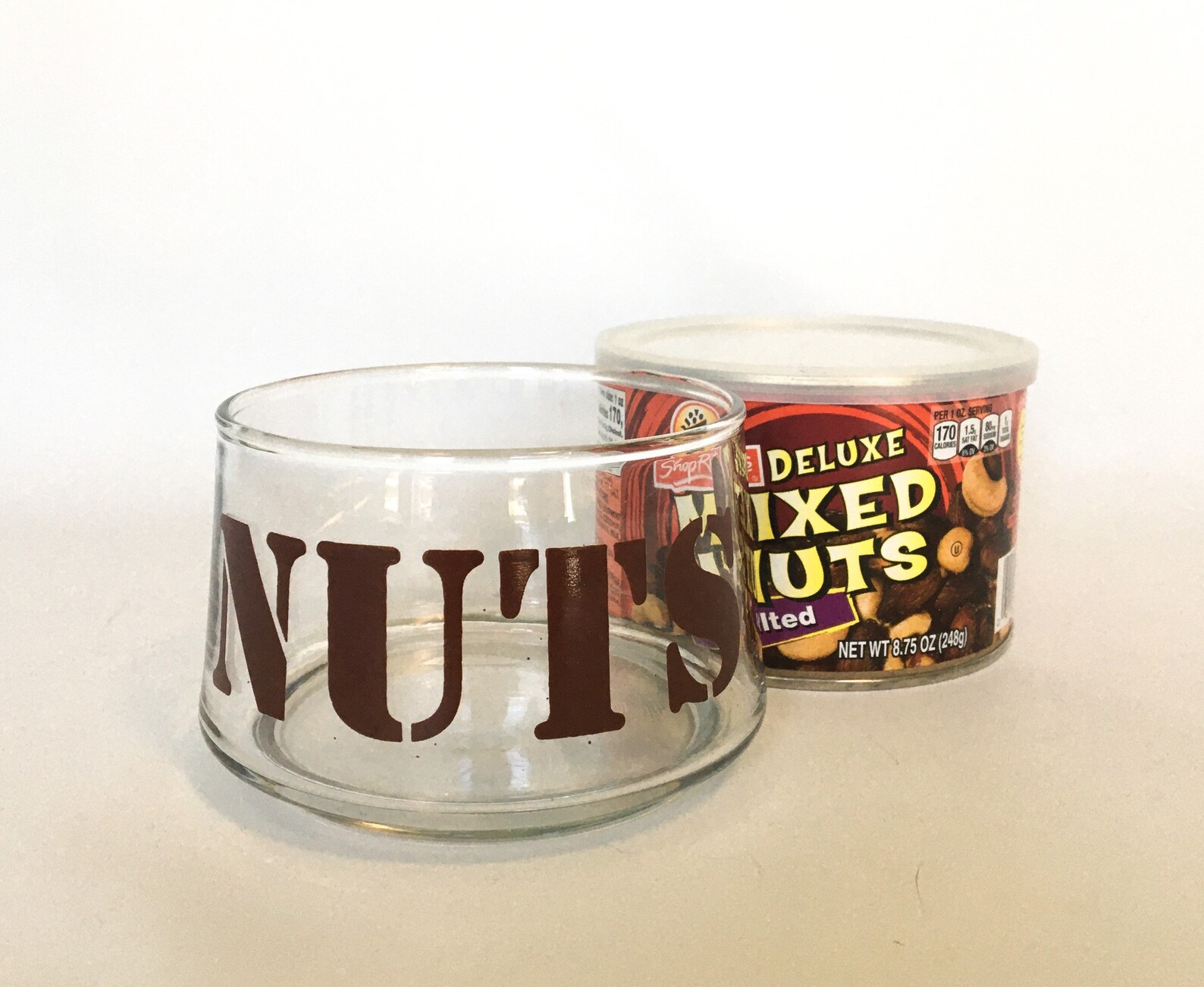 Glass Nut Bowl Clear Bowl Brown Nuts 1970's Serving dish Etsy