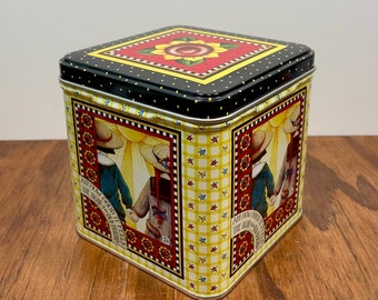 Mary Engelbreit Tin with Longfellow Old Friend Quote Candy Tin Cube Tin Storage Container ME Ink