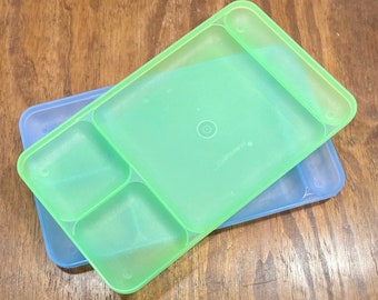 Vintage Tupperware Divided Trays Set of 2 for  Lunch Dinner Snack Picnic Crafting Home Schooling or TV Food Trays