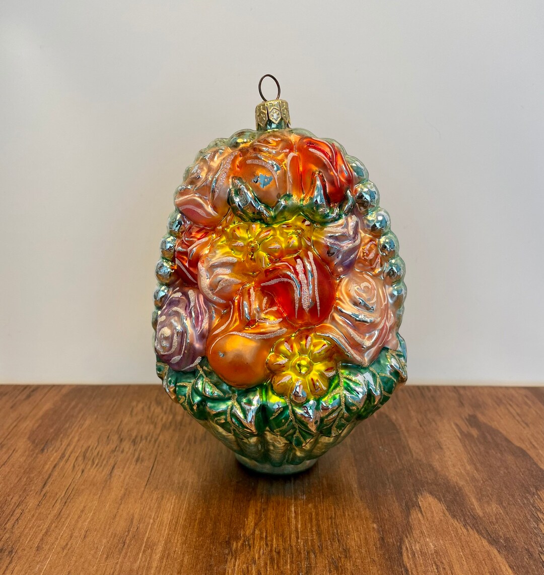 Vintage Christopher Radko Flower Basket Ornament, Limited Edition for 1