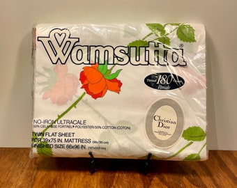 Vintage Dior Rose-laken Wamsutta 1970's Christian Dior, jouw keuze: tweeling, dubbel/volledig of koningin 180 thread count oranje rozen NIP NOS