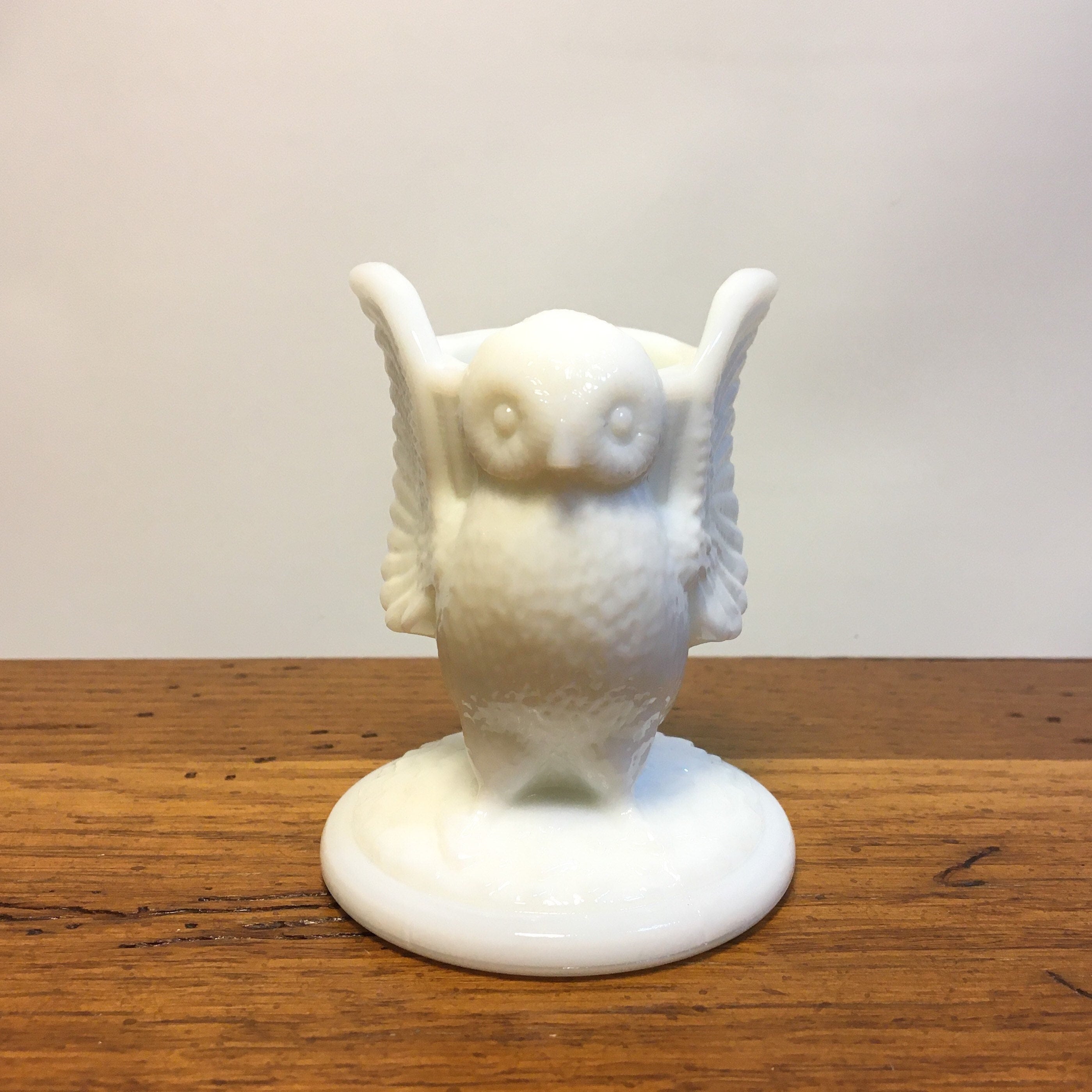 Westmoreland Milk Glass Owl Toothpick Holder Vintage White Pressed