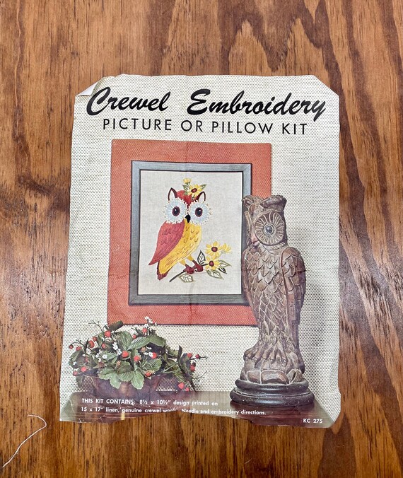 Vintage Owl Crewel Embroidery Kit By Elsa Williams Picture, 55 OFF