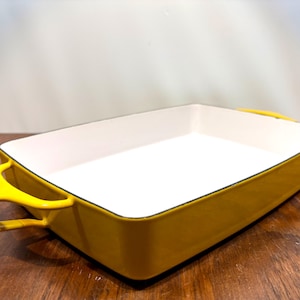 Vintage Dansk Kobenstyle Gul Emalj Bakform Jens Quistgaard Made in France Mid Century Modern Rektangulär Baker