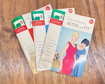 Singer Sewing Library Vintage-Anleitungshefte zum Nähen von Kleidung, 3er-Set, Anleitungshefte, 1960er-Jahre, Alter-Reißverschlüsse, Schürzen