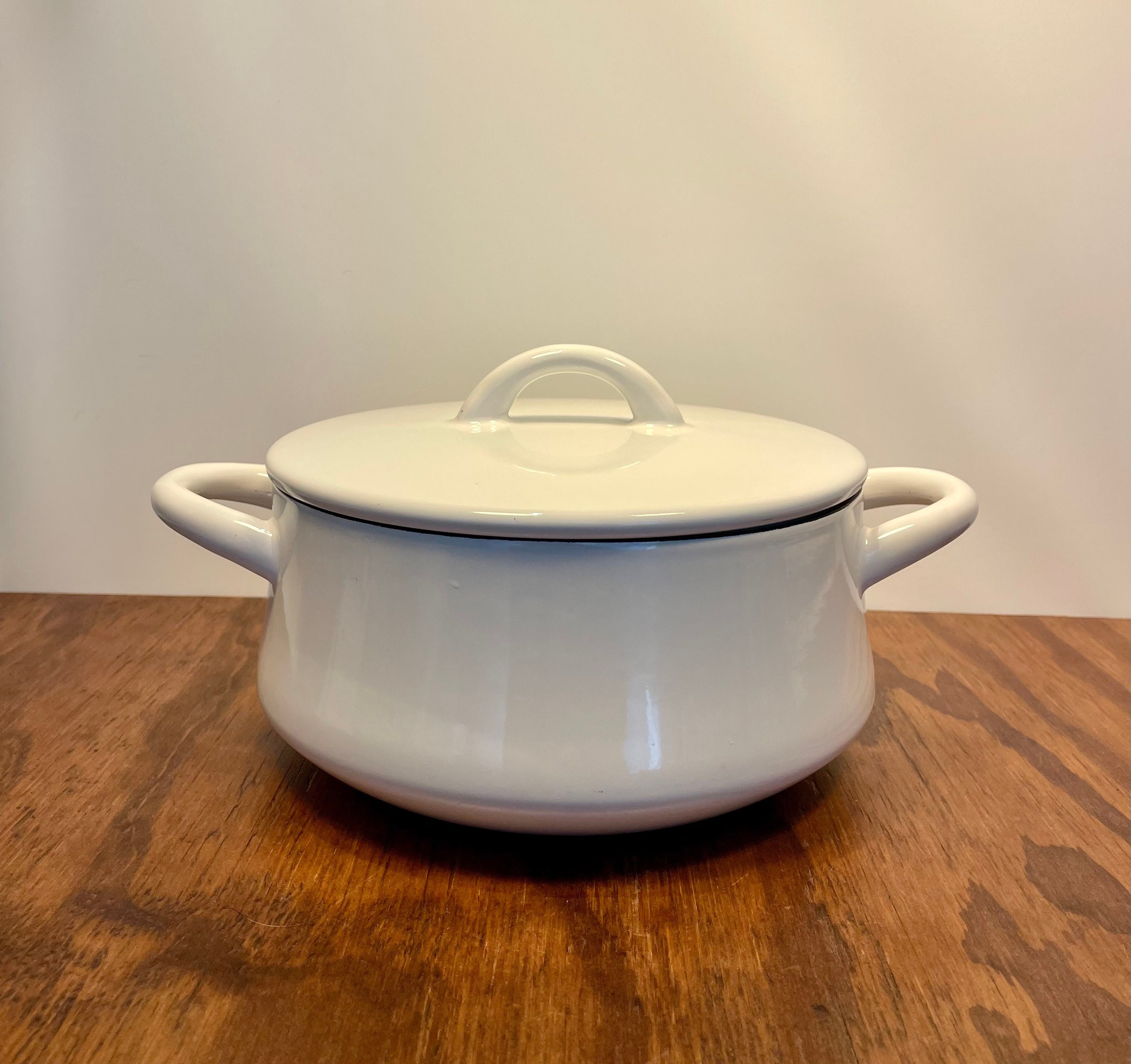 White Enamel Casserole Pot