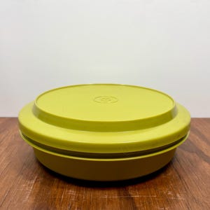 Vintage Tupperware Seal - N - Serve Container 1206 1207 Bowl with Lid Avocado Green 1970s