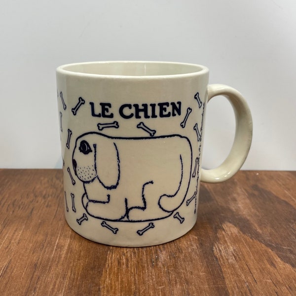 Taylor & Ng Le Chien Mug Blue 1978  Vintage Signed Win Ng Collectible Mug The Dog with Bones