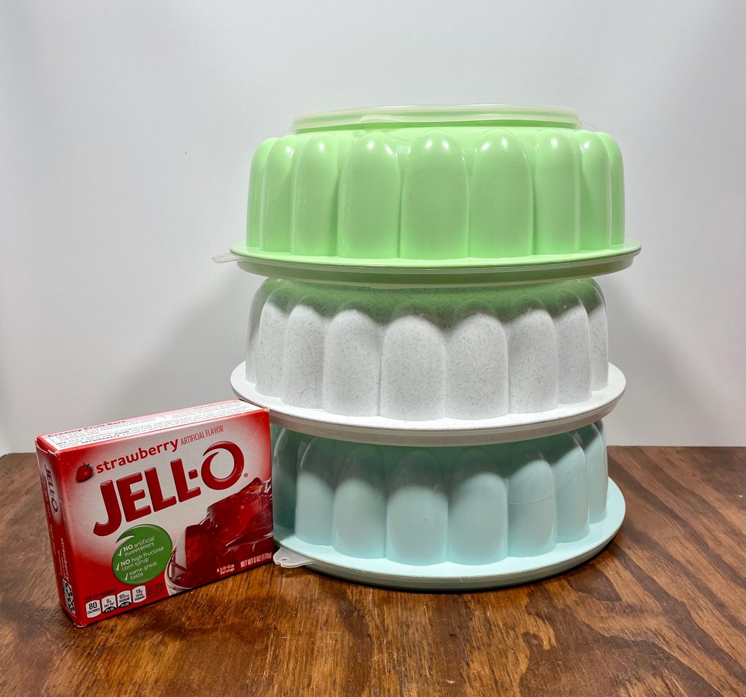 Vintage Tupperware Jello Mold, 3 Piece, Your Choice Aqua Blue, Mint