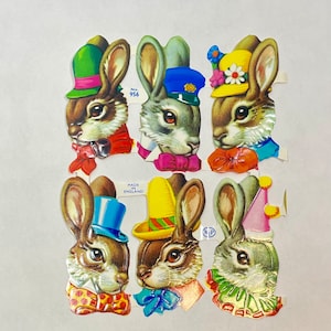 Vintage Große Häschen-Kaninchen-Köpfe sterben geschnittene Scraps für das Basteln Scrapbooking Kartenherstellung Made in England