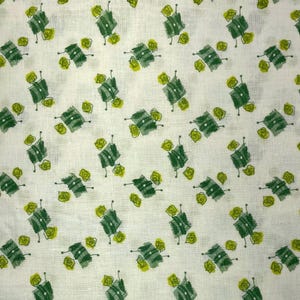 Vintage 1930er / 40er Jahre Sack Stoff - Gelber und Grüner Blumendruck - geöffneter ganzer Sack - Quilt- oder Nähmaterial