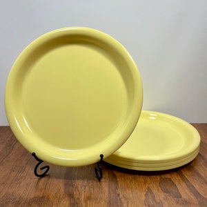 Yellow Melamine Plates by Ingrid Ltd of Chicago Set of 4 Snack Plates 8 inch 1980s Mod Post Modern Picnic