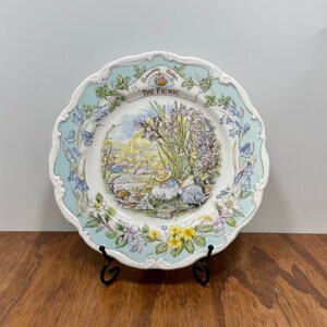 Plato para ensalada de 8" The Picnic Brambly Hedge de Royal Doulton, porcelana china de los años 1980, plato coleccionable de Jill Barklem