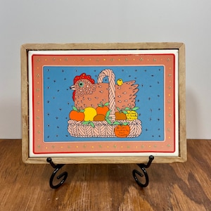 Vintage Taylor & Ng Tile Trivet – Chicken in a Basket - Win Ng Design - 1982 Made in Japan
