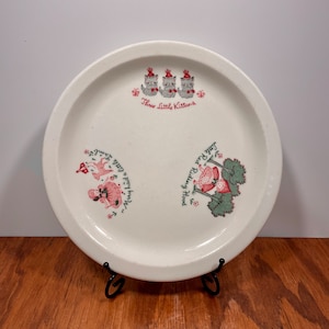 Walker China Nursery Rhyme Children’s Plate – Vintage 1940s Restaurant Ware – 3 Little Kittens, Red Riding Hood, Mary Had a Little Lamb