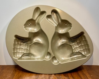 Nordic Ware Easter Bunny Cake Pan 10 tazas Molde de aluminio fundido 3D Williams Sonoma