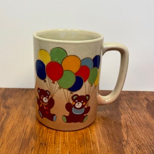 Vintage Otagiri Mug – Teddy Bears with Rainbow Balloons – Made in Japan – Stoneware