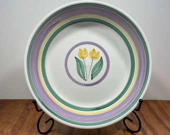 Caleca Yellow Tulips 10 Inch Serving Bowl Italian Pottery Salad Bowl Hand Painted Made in Italy