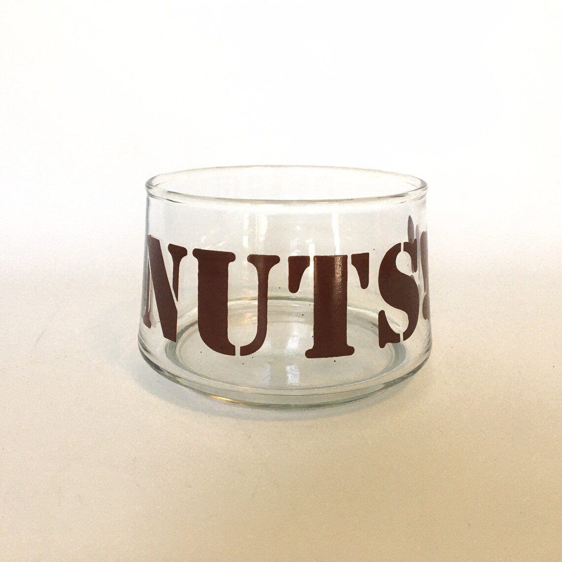 Glass Nut Bowl Clear Bowl Brown Nuts 1970's Serving dish Etsy