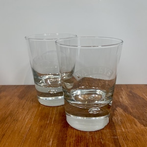 Pair of Vintage Baileys Irish Cream Glasses – Etched Logo – Controlled Bubble Base – 8 oz Cocktail Glasses