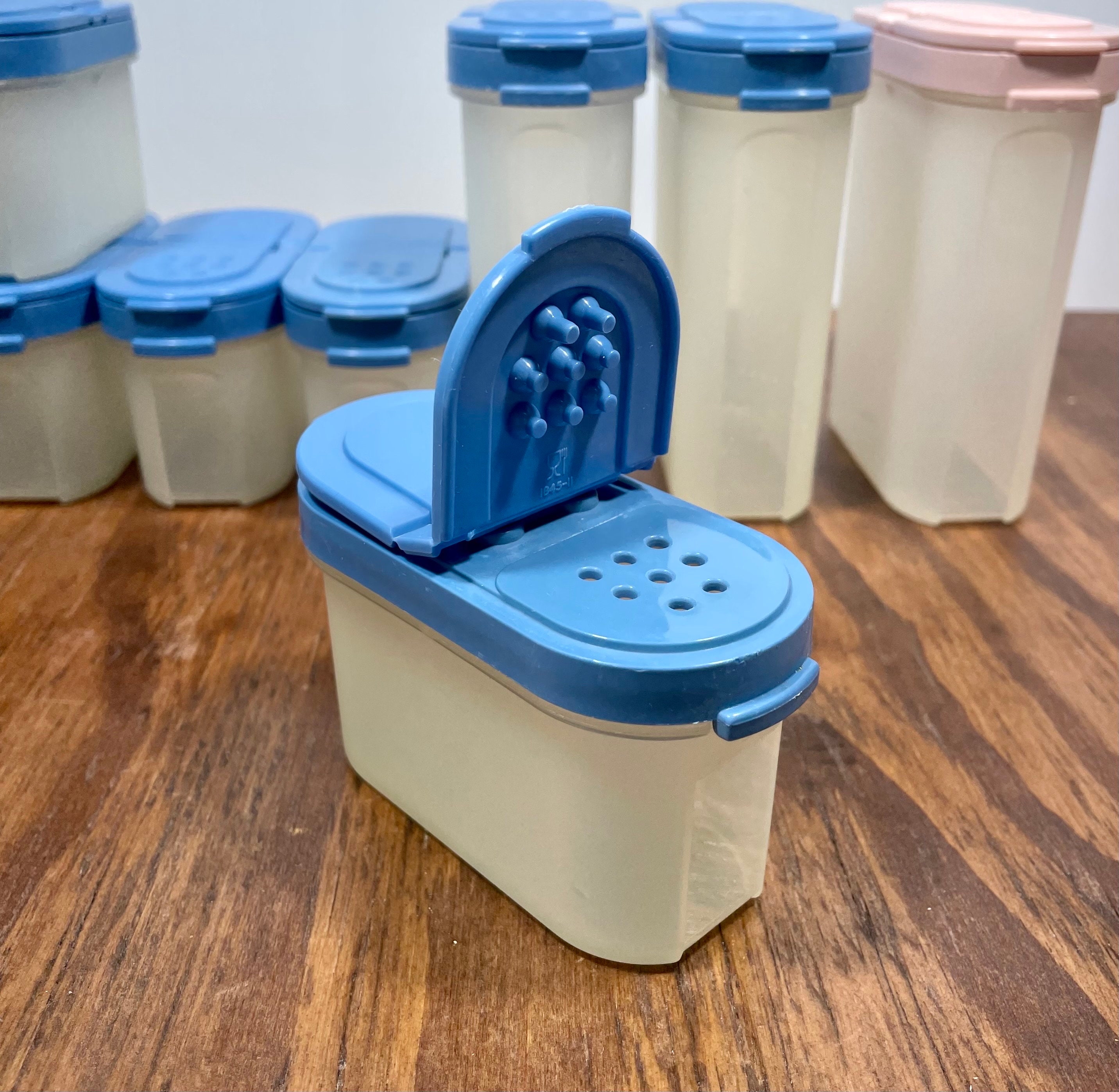 Tupperware Spice Containers on Lazy Susan Choose Vintage Blue or