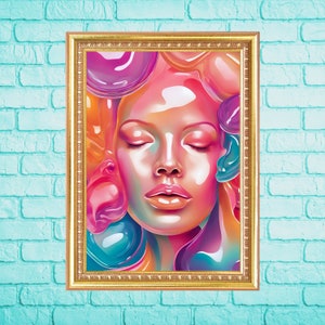 Women Empowerment Art Jelly Art Print Strong Woman Poster Woman At Peace Abstract Feminine Art Sleeping Woman Colorful Female Art Wall Art