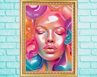 Women Empowerment Art Jelly Art Print Strong Woman Poster Woman At Peace Abstract Feminine Art Sleeping Woman Colorful Female Art Wall Art