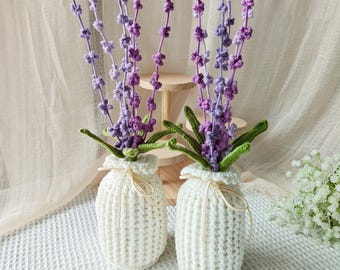 Crochet Lavender Plant, Knitted Flower Decor, Mother's Day Gift, Birthday Gift For Her, Cute Home And Desk Ornament