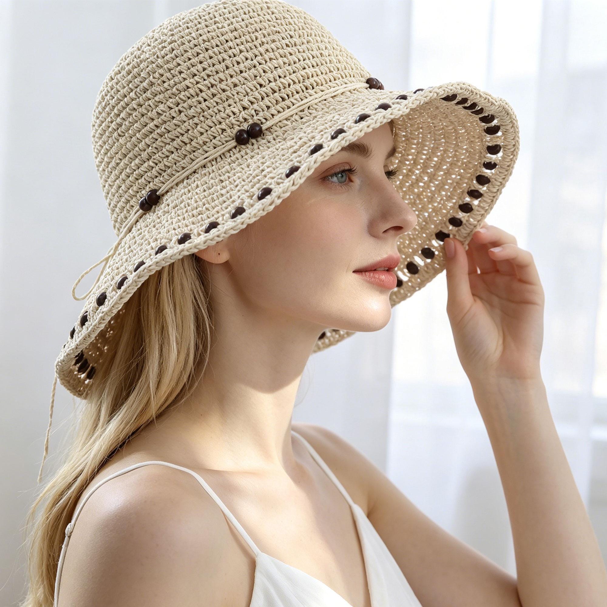 Straw Hat With Beads - Etsy