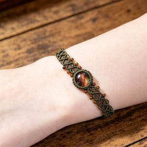 Labradorite Macrame Bracelet, Czech Glass Bead Accents, Adjustable Boho Crystal Wrap, Sliding Knot Healing Jewelry Gift, Gift for Mom