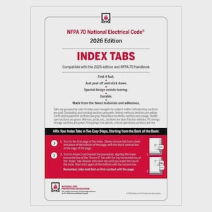NFPA 70 NEC Index Tab 2026 Self-Adhesive National Electrical Code nec USA Stock