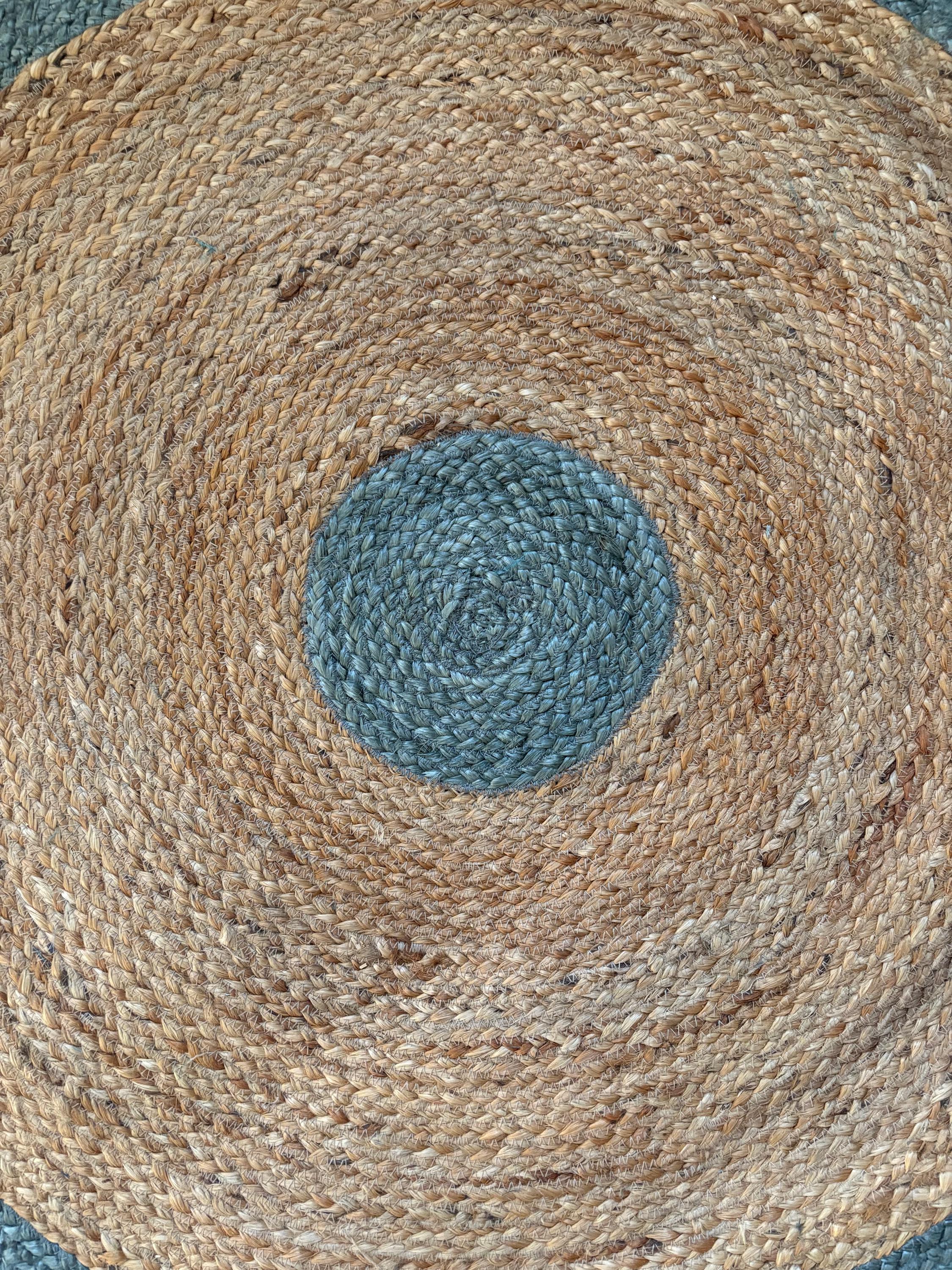 Round Abstract Jute Rug Hand Braided Jute Round Rug Handmade Rug Hallway Rug Vintage Decor Rug ...