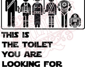 Cartello per porta del bagno inclusivo ispirato a Star Wars - File digitale per macchina da taglio