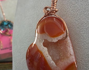 Healing Heart; Carnelian and Copper Necklace