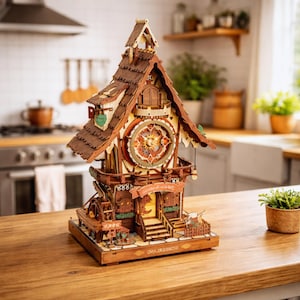 3D houten koekoeksklokpuzzel – doe-het-zelf mechanische modelbouw in Zwarte Woud-stijl