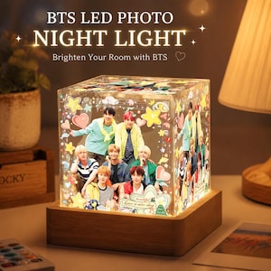 BTS Photo Cube Lamp, BTS Army Gift, Custom bts Night Light, BTS Fan Room Decor, Personalized Kpop Light, Gift for her