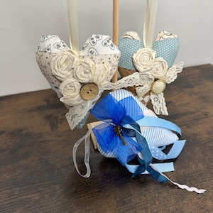 Fabric Heart Ornament | Hanging Door Knob Decor | Shabby Chic Home Decor | Handmade Romantic Gift