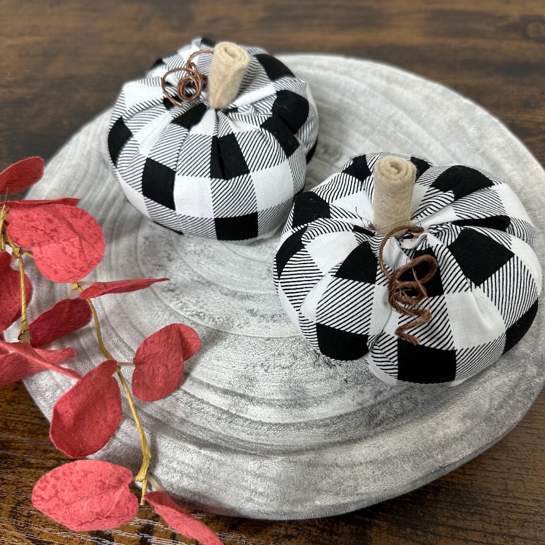 Plaid Pumpkin Set of 2 Fall Decor Farmhouse Autumn Decor Fabric ...