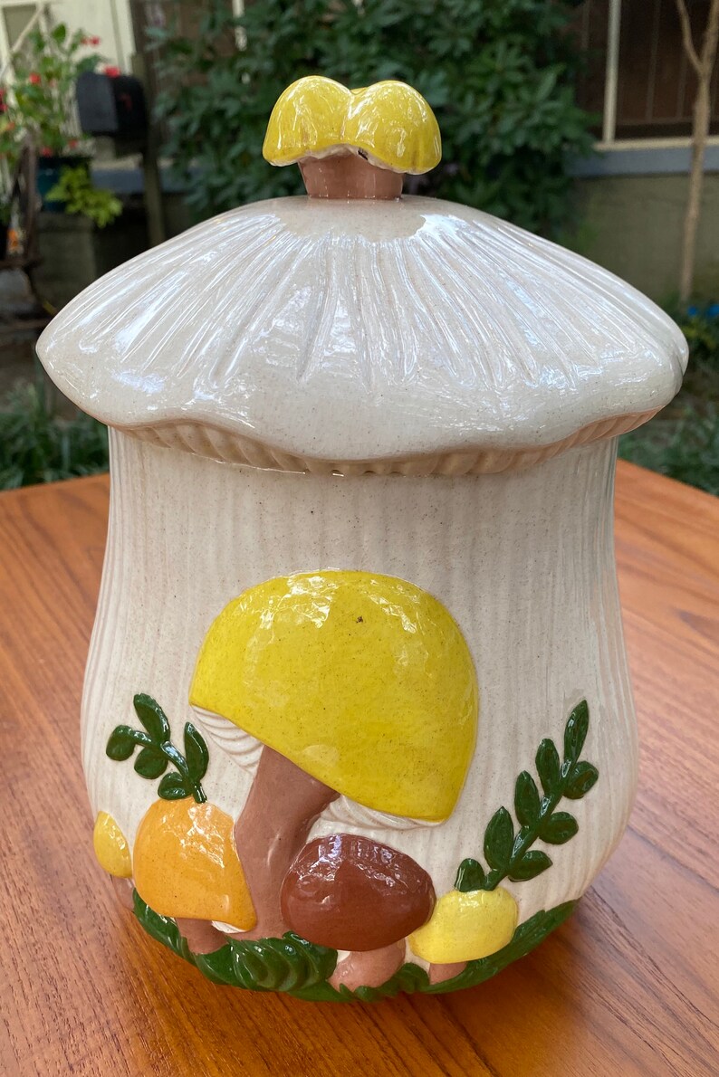 Vintage Arnels Merry Mushroom Cookie Jar / XL Canister Etsy
