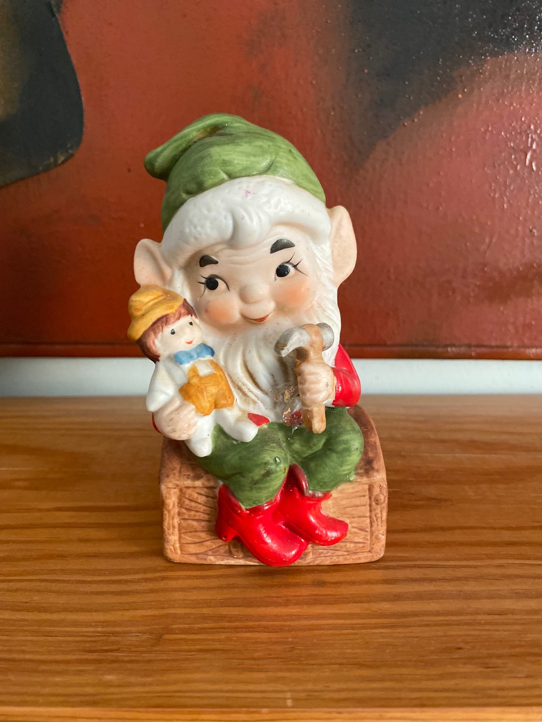 Vintage Ceramic Homco Christmas Elf Figurine Christmas Decor, Xmas